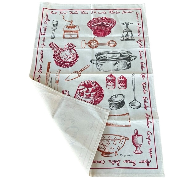 Winkler Tea Towel Les Ustensiles de Cuisine Kitchen Utensils 100% Cotton France - Picture 3 of 10